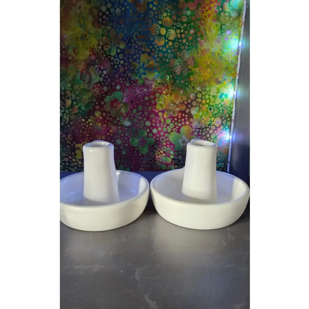 Pair Ikea Candle Holders White